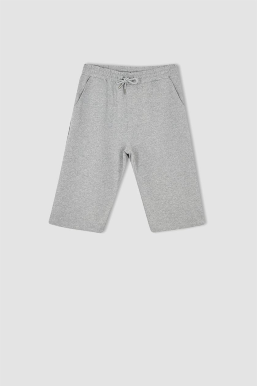 Мужчины Серый меланж Длинные шорты стандартного кроя