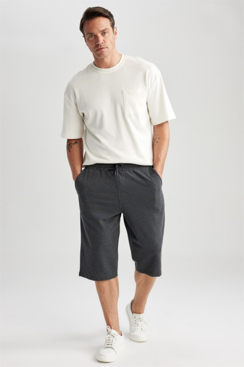 Erkek Antrasit Melanj Regular Fıt Uzun Şort