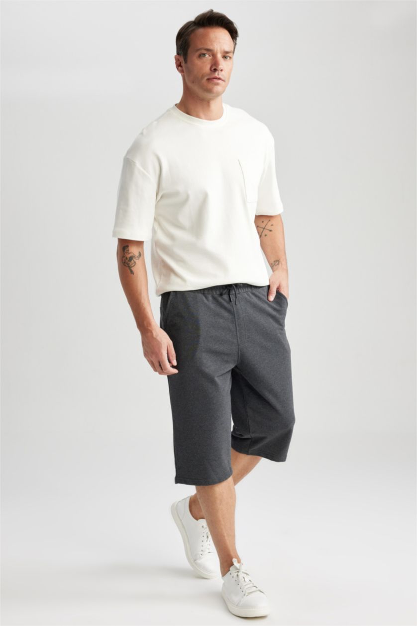 Erkek Antrasit Melanj Regular Fıt Uzun Şort