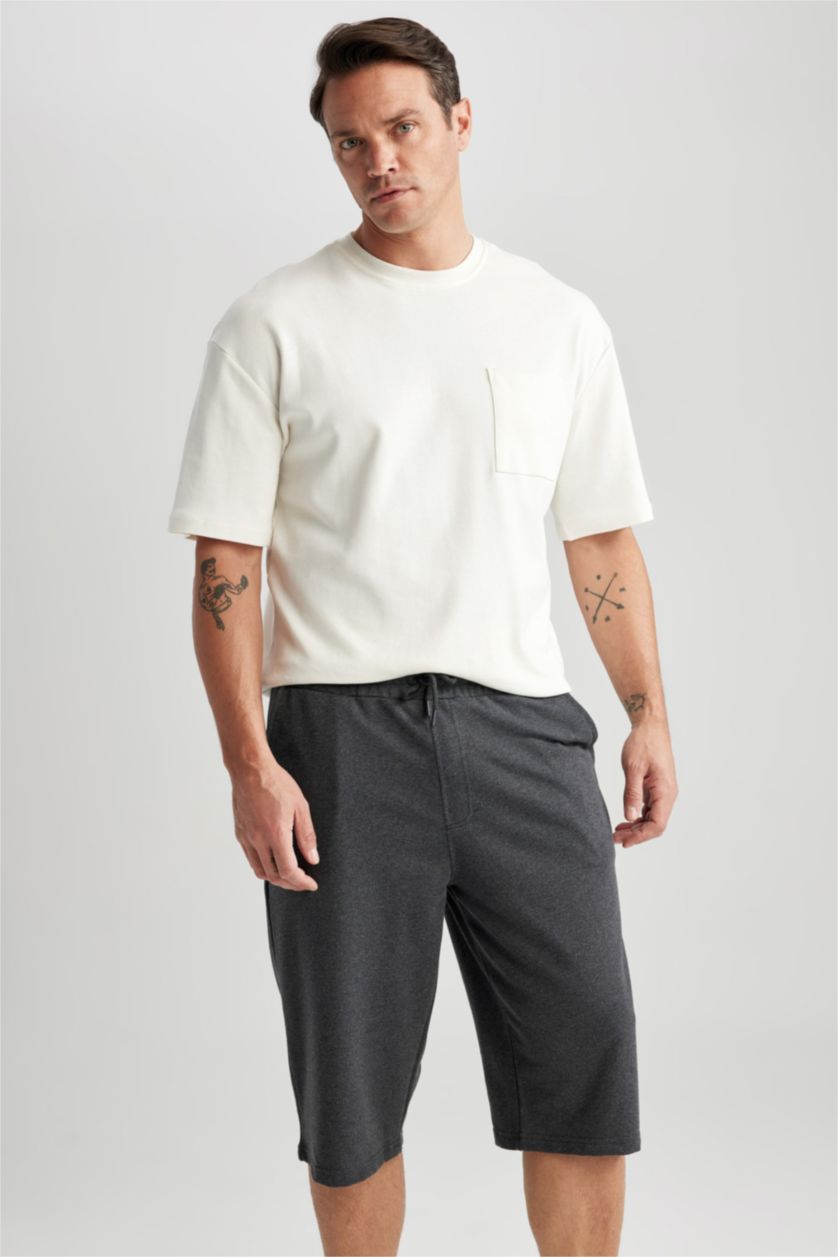 Erkek Antrasit Melanj Regular Fıt Uzun Şort