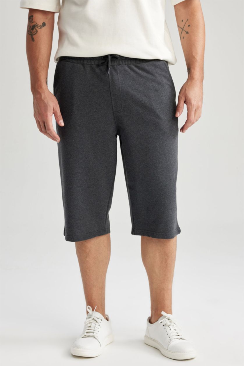 Erkek Antrasit Melanj Regular Fıt Uzun Şort