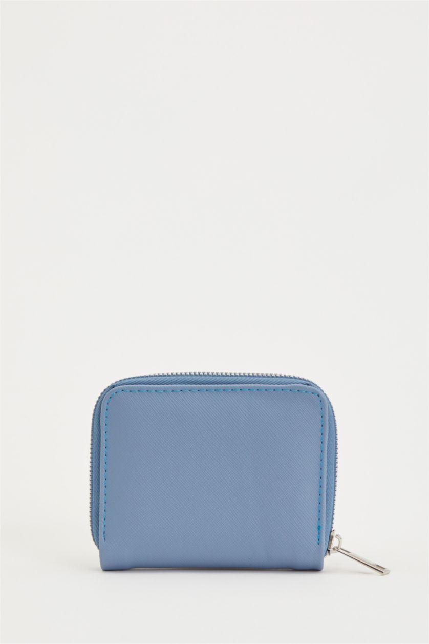 Kadın Açık Mavi Kadın Fermuarlı Suni Deri Cüzdan