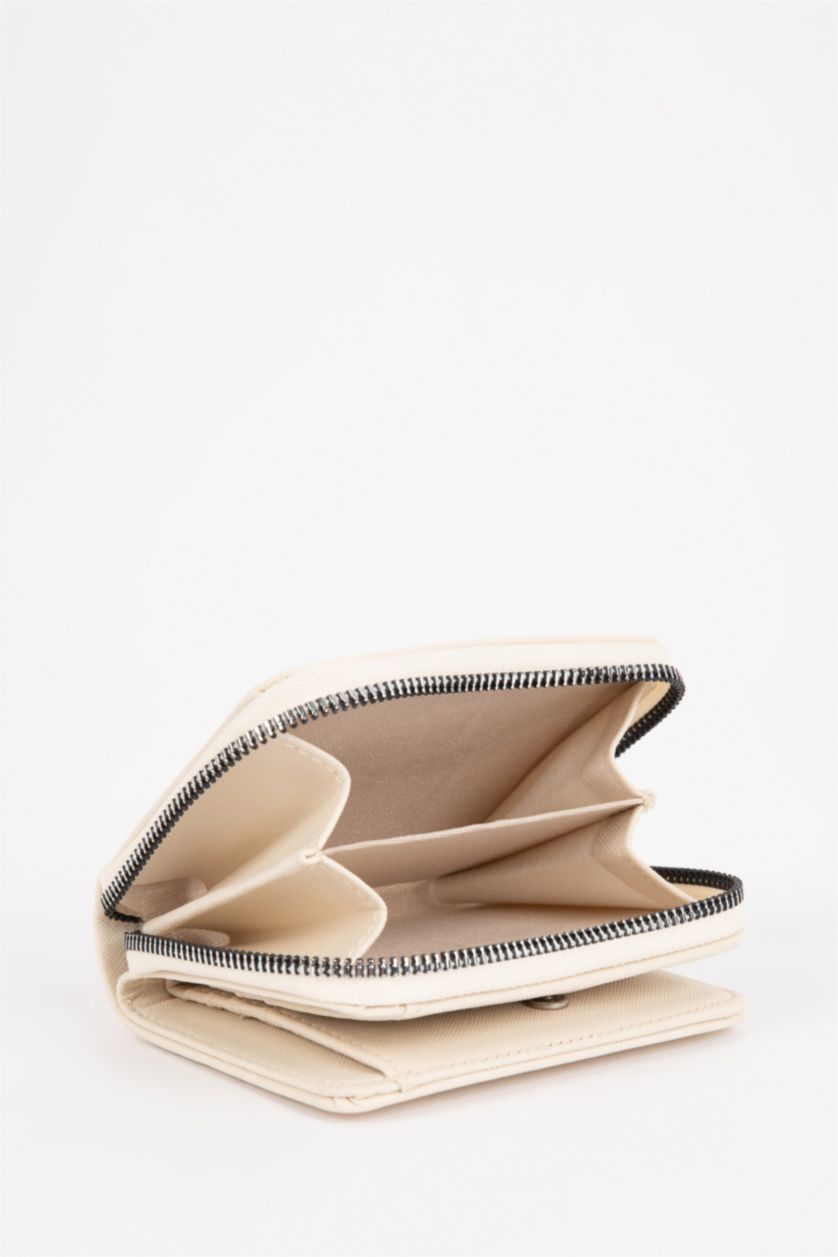 Kadın Koyu Bej Kadın Fermuarlı Suni Deri Cüzdan