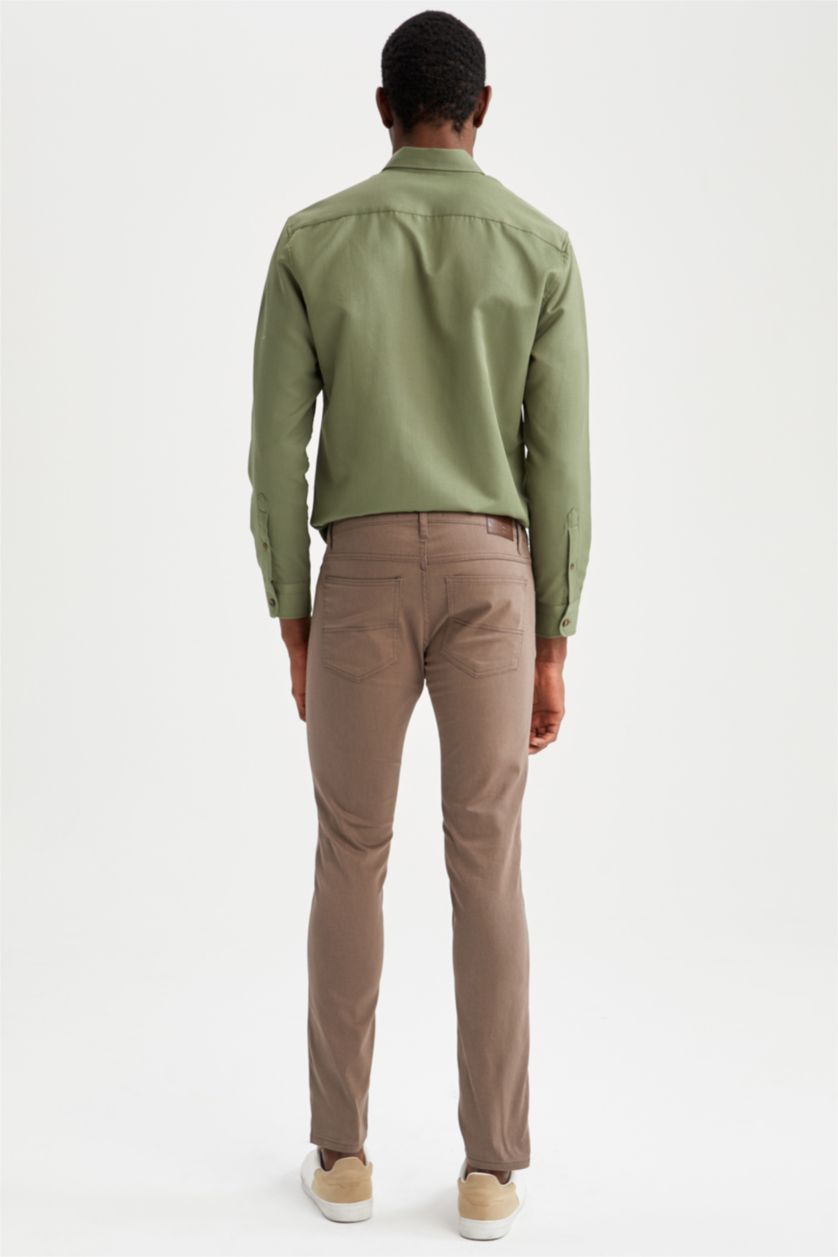 MAN Olive Slim Fit Gabardine Trousers