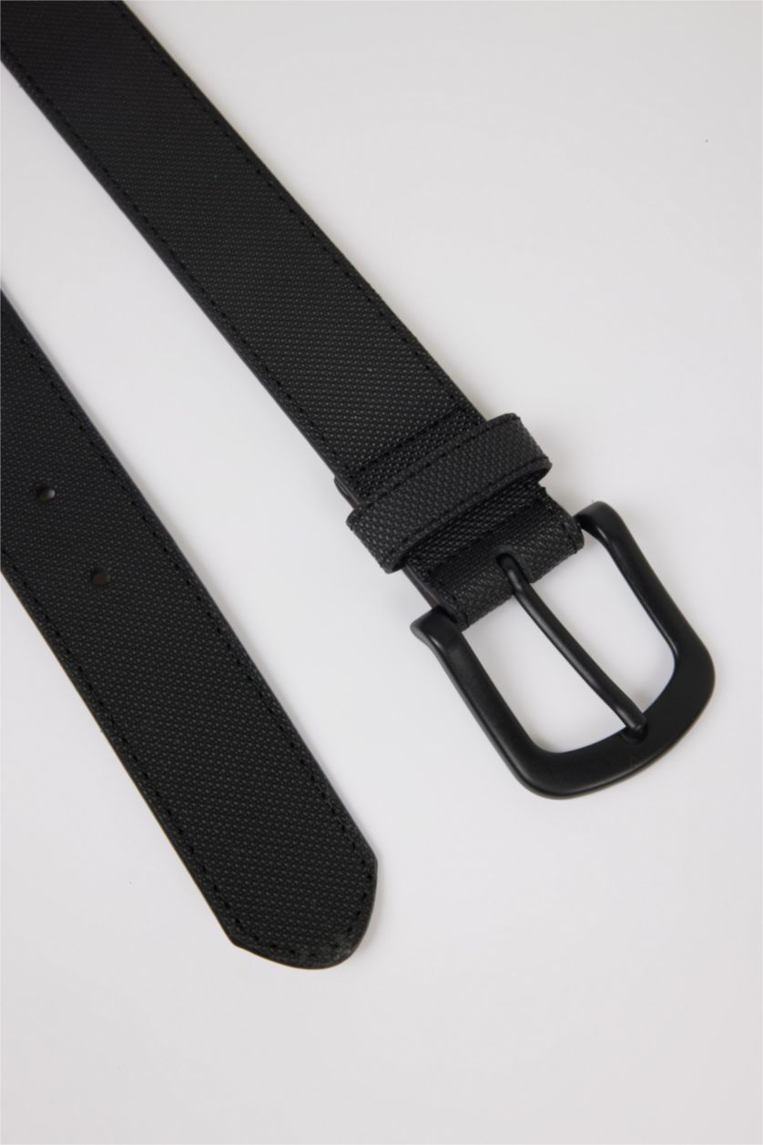 Erkek Siyah Erkek Oval Toka Suni Deri Jean Kemeri