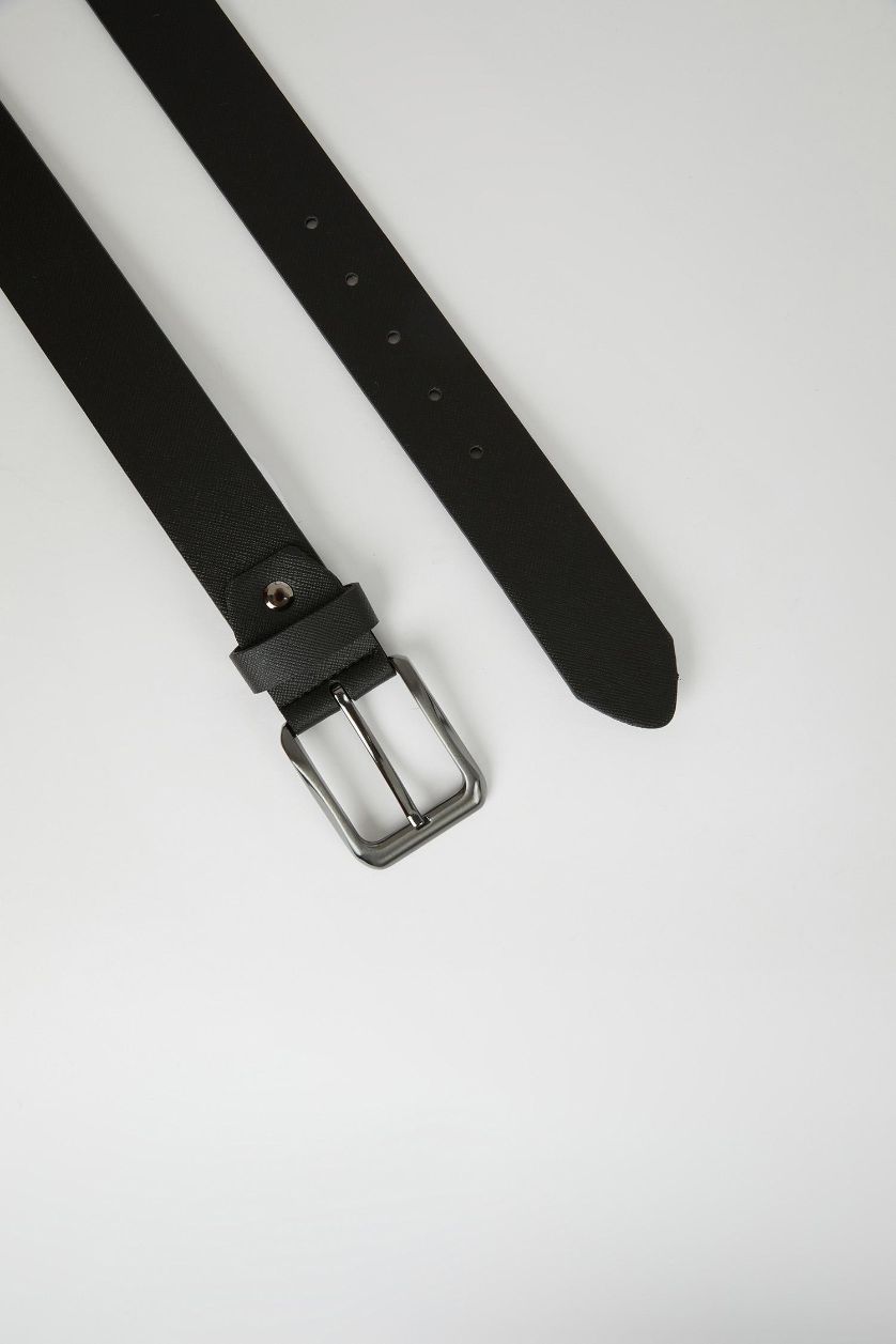 Man Black Man Faux Leather Denim Belt