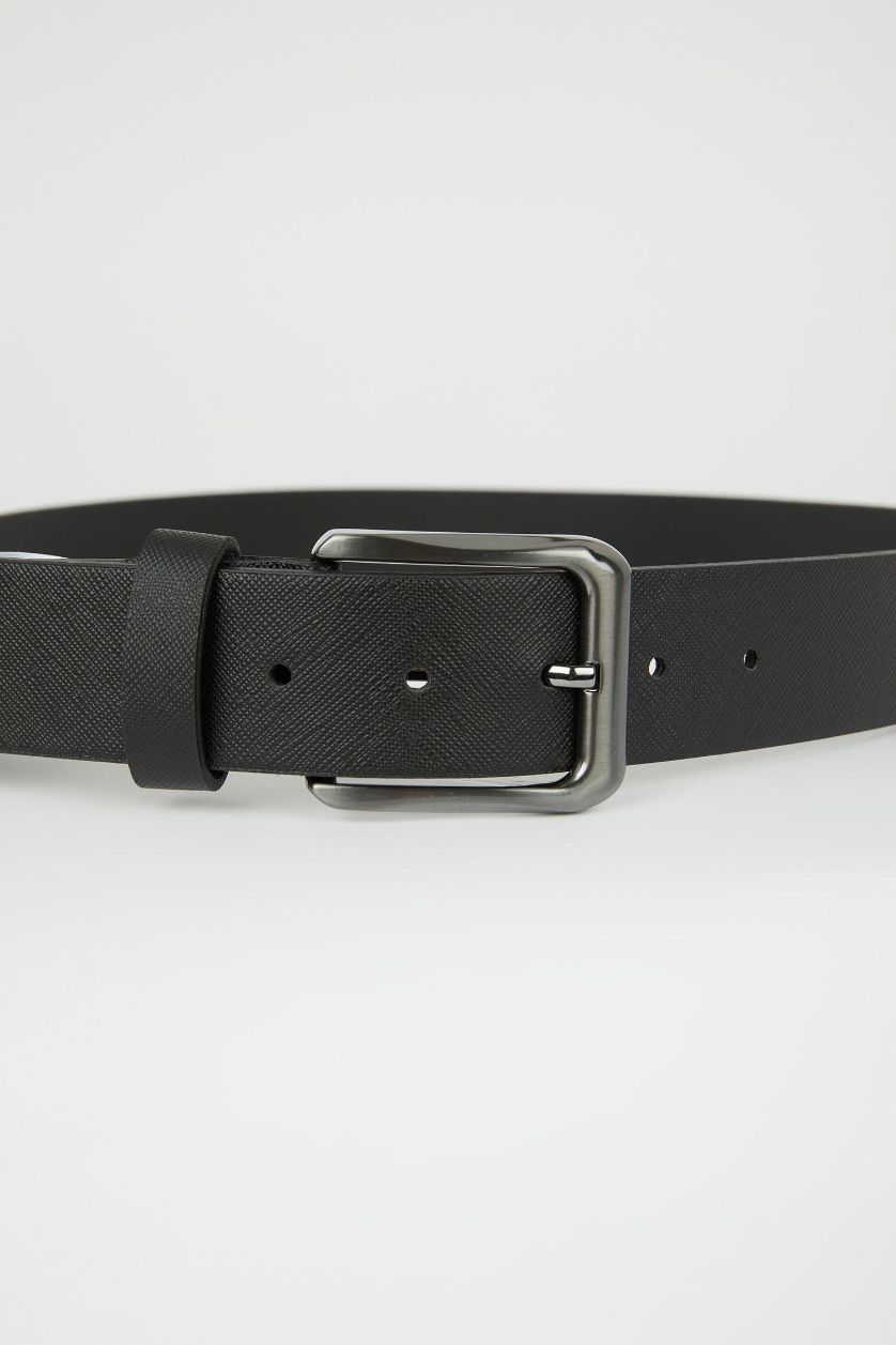 Man Black Man Faux Leather Denim Belt