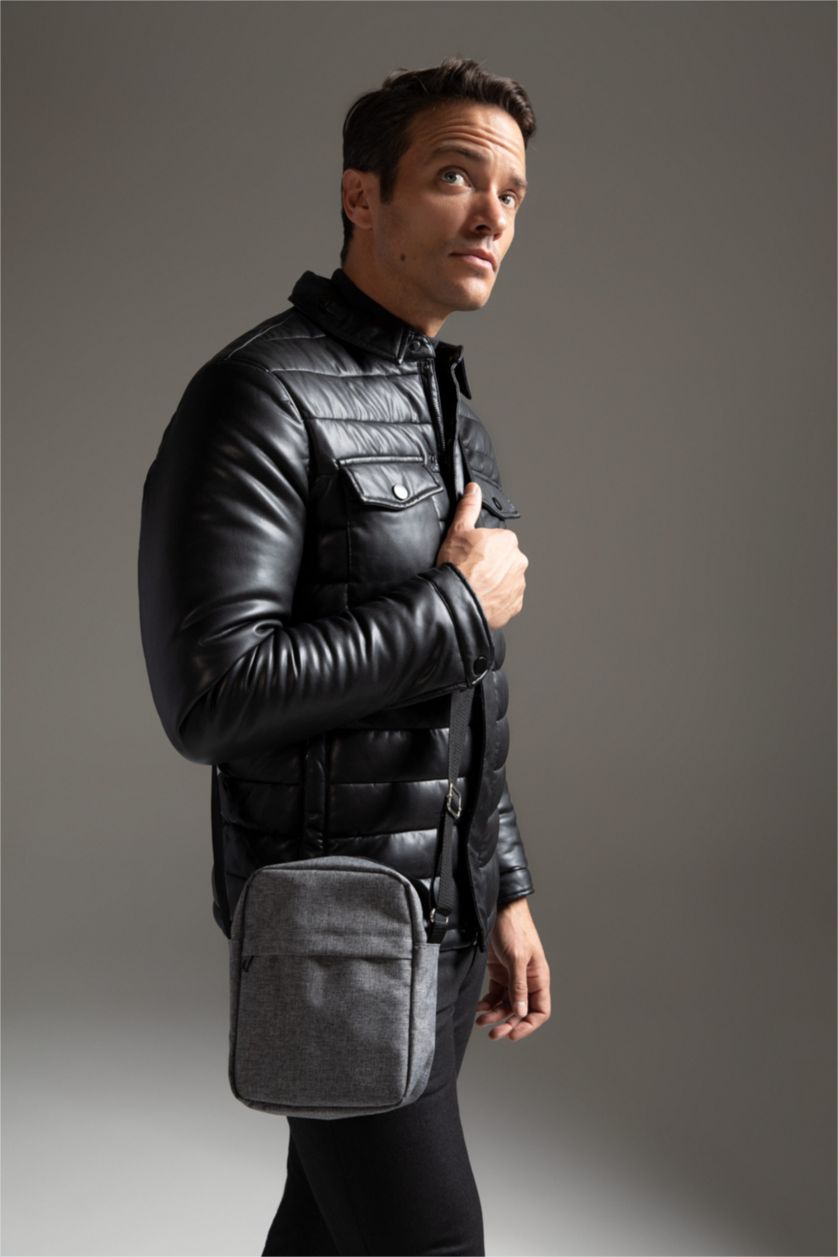 Men Grey Melange Crossbody Bag