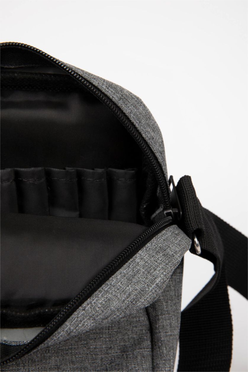 Men Grey Melange Crossbody Bag