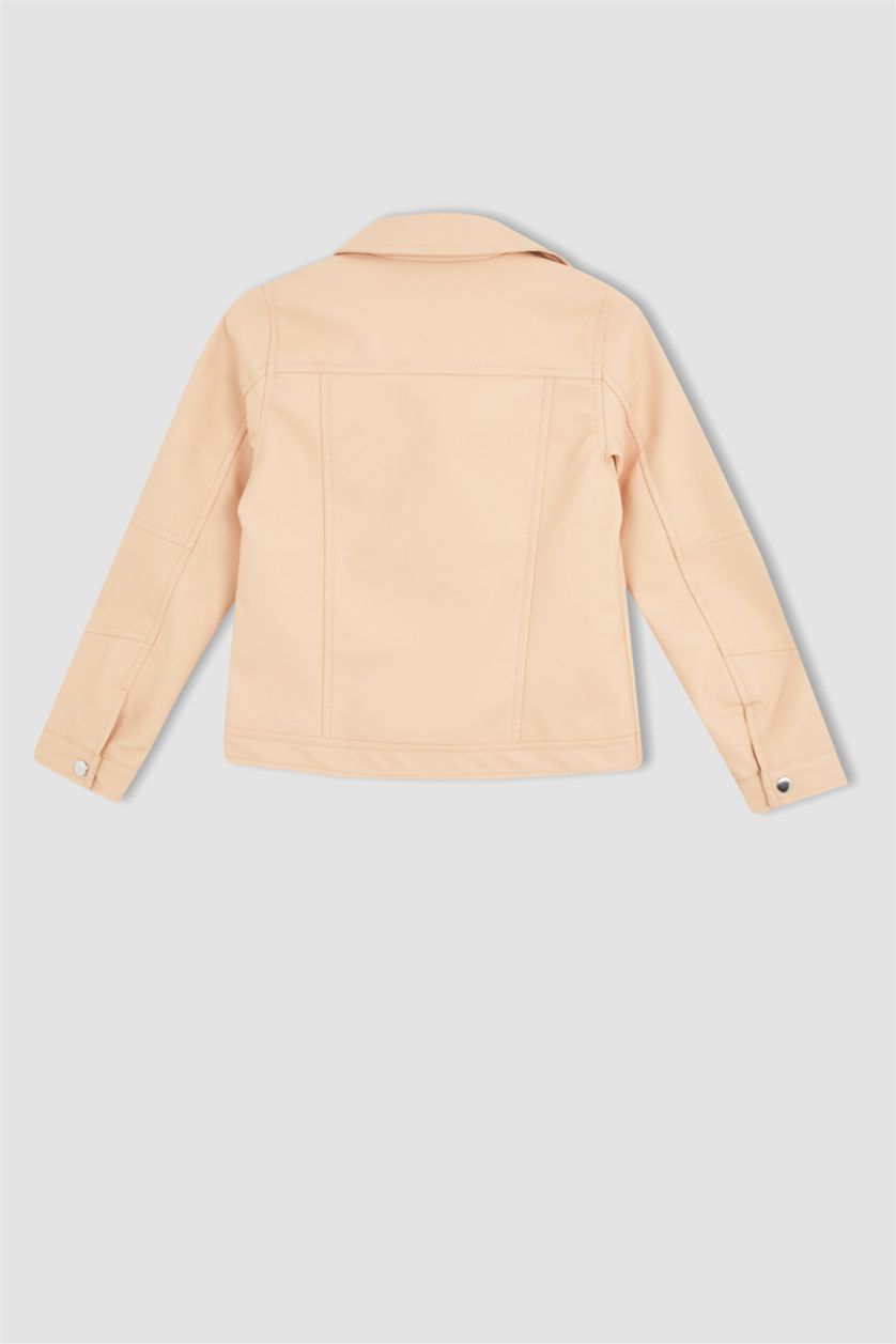 GIRLS & TEENS Light Salmon Girl Faux Leather Jacket