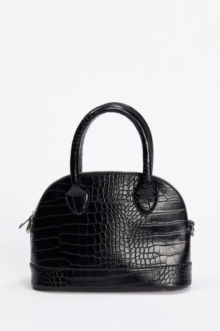FEMME Noir Sac à bandoulière en similicuir à motif crocodile pour femme