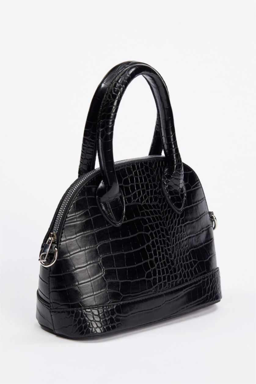FEMME Noir Sac à bandoulière en similicuir à motif crocodile pour femme