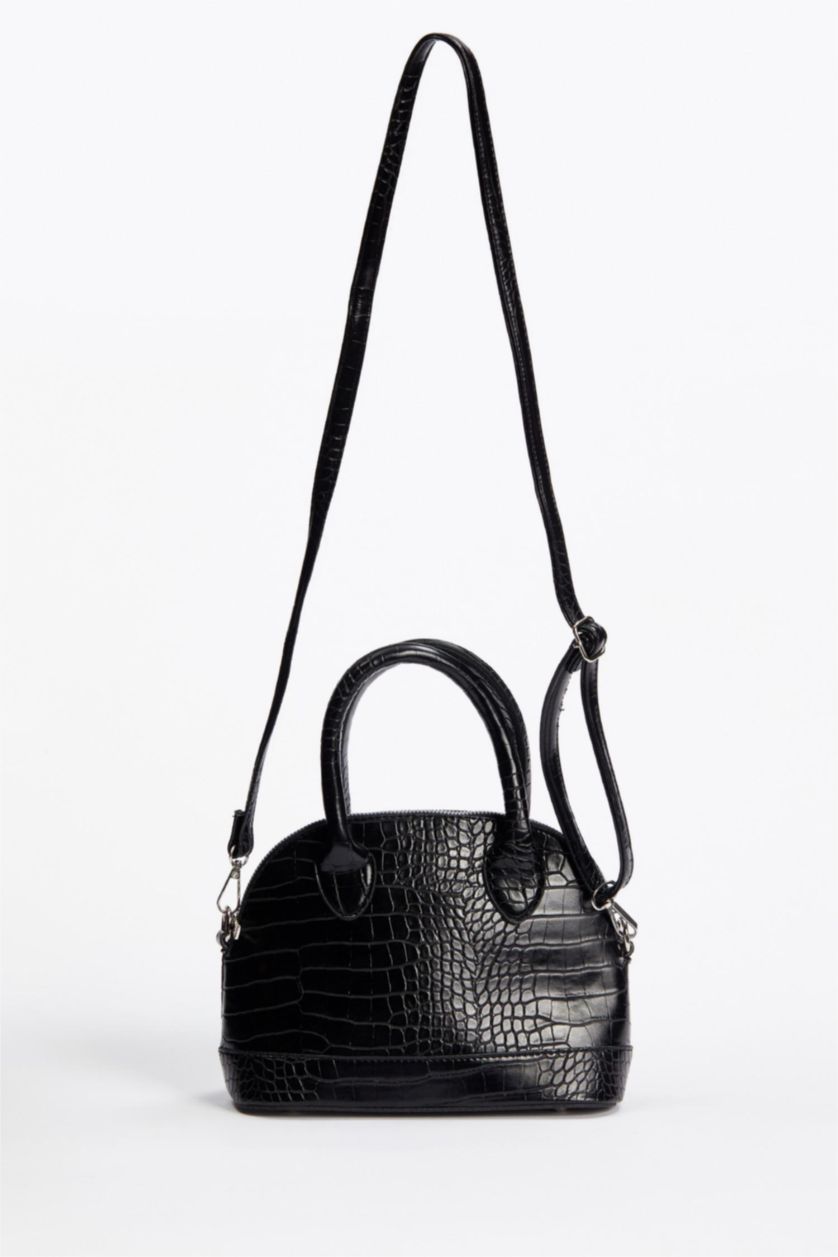 FEMME Noir Sac à bandoulière en similicuir à motif crocodile pour femme
