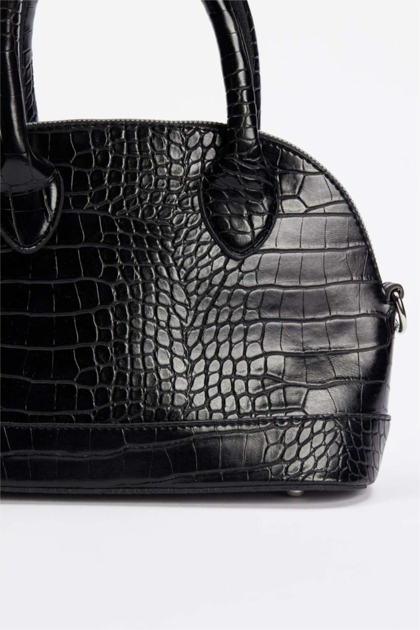 FEMME Noir Sac à bandoulière en similicuir à motif crocodile pour femme
