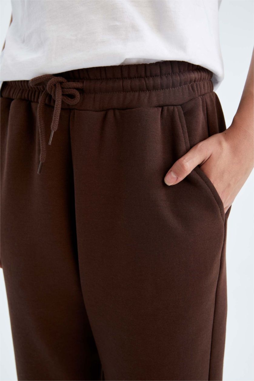 WOMAN Brown Jogger Standard Fit Thick Sweatshirt Fabric Trousers