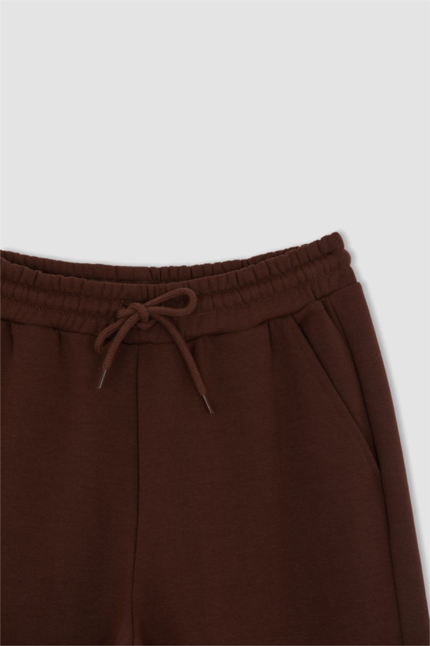 WOMAN Brown Jogger Standard Fit Thick Sweatshirt Fabric Trousers