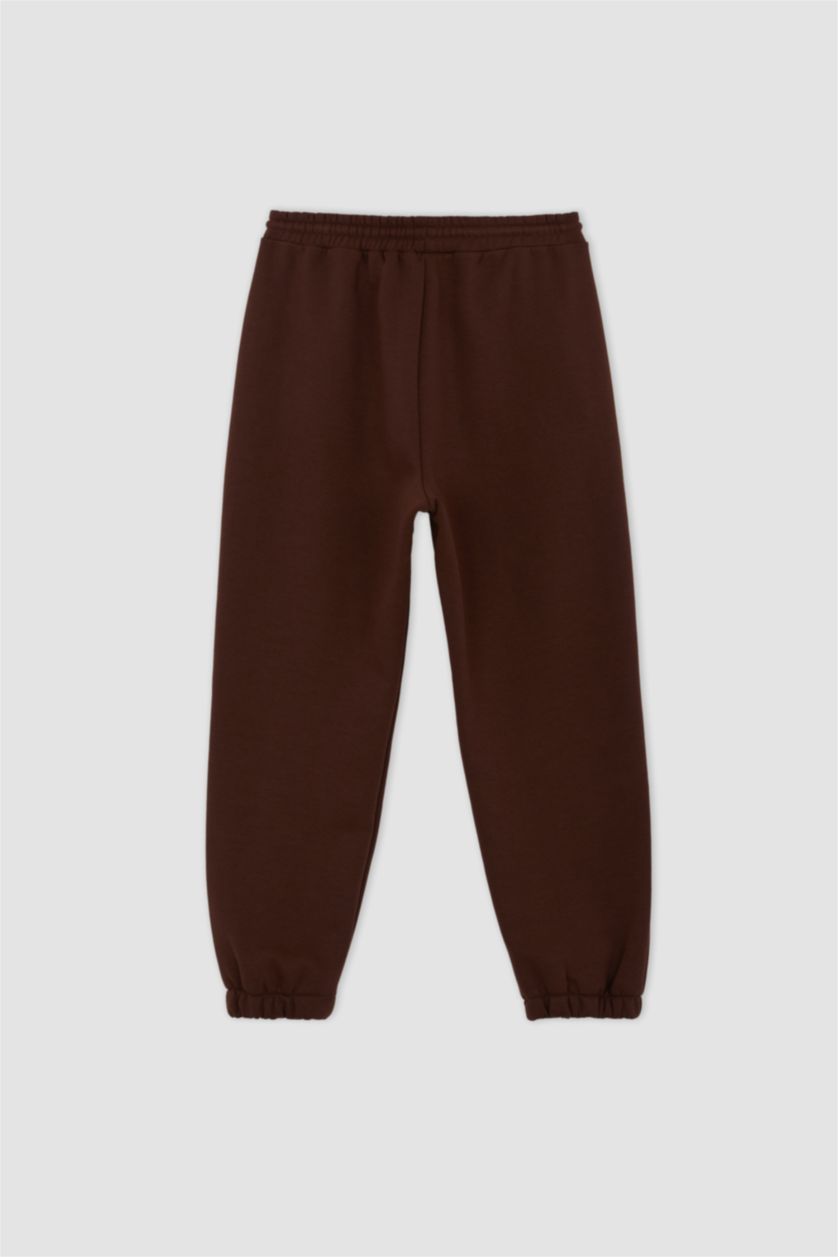 WOMAN Brown Jogger Standard Fit Thick Sweatshirt Fabric Trousers