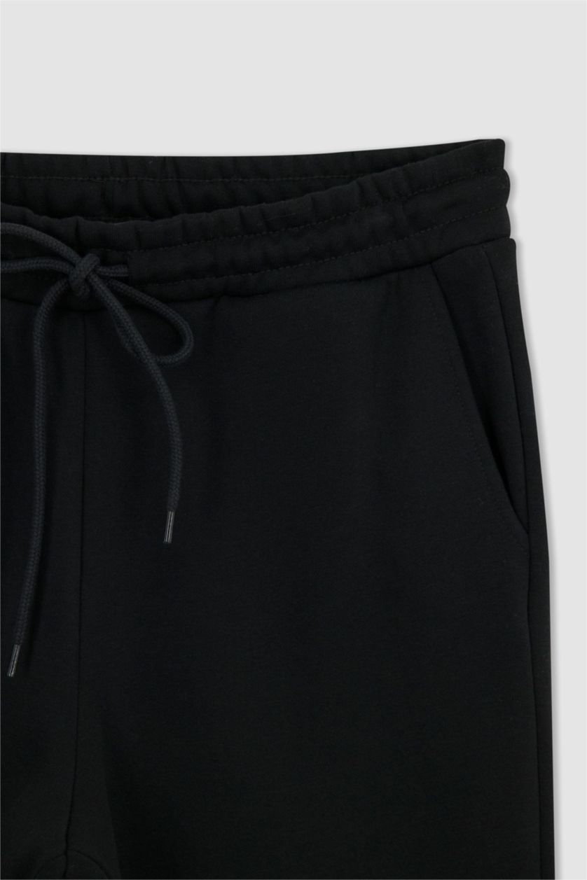 WOMAN Black Jogger Standard Fit Thick Sweatshirt Fabric Trousers