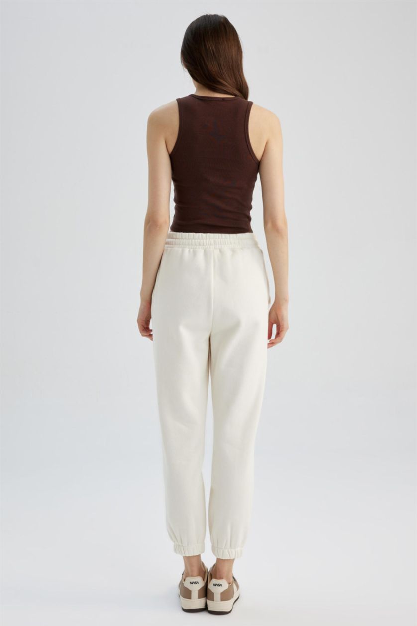WOMAN Ecru Jogger Standard Fit Thick Sweatshirt Fabric Trousers
