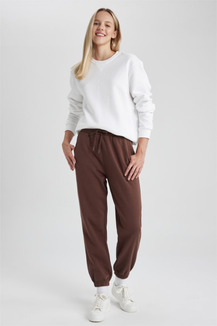 WOMAN Brown Jogger Standard Fit Thick Fabric Jogger Sweatpants