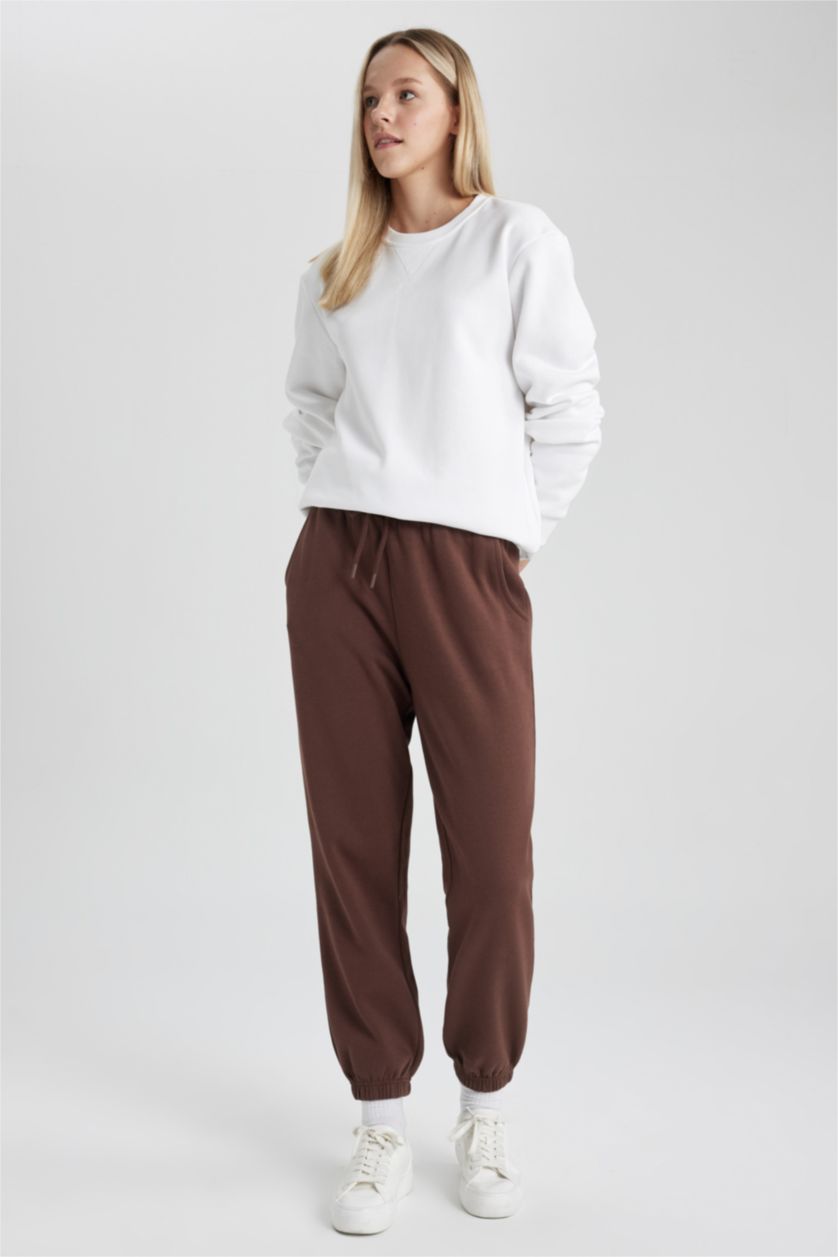 WOMAN Brown Jogger Standard Fit Thick Fabric Jogger Sweatpants
