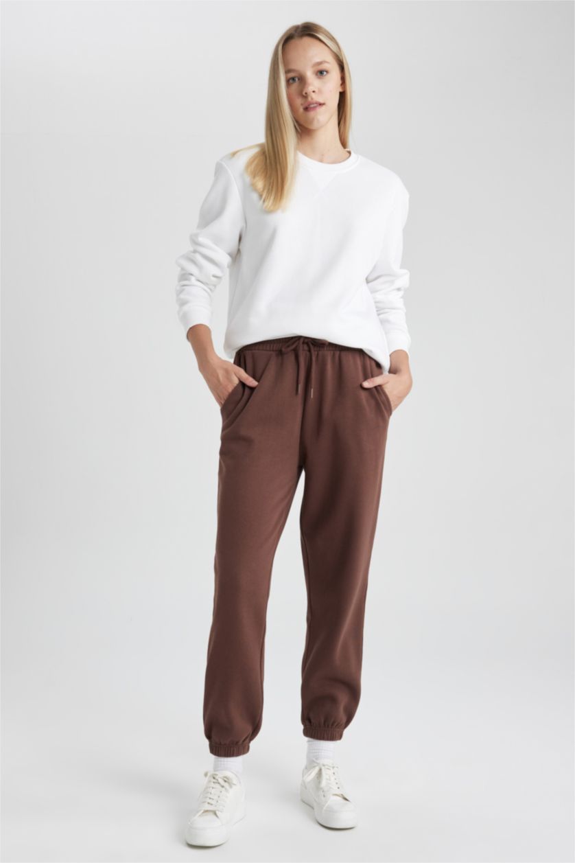 WOMAN Brown Jogger Standard Fit Thick Fabric Jogger Sweatpants