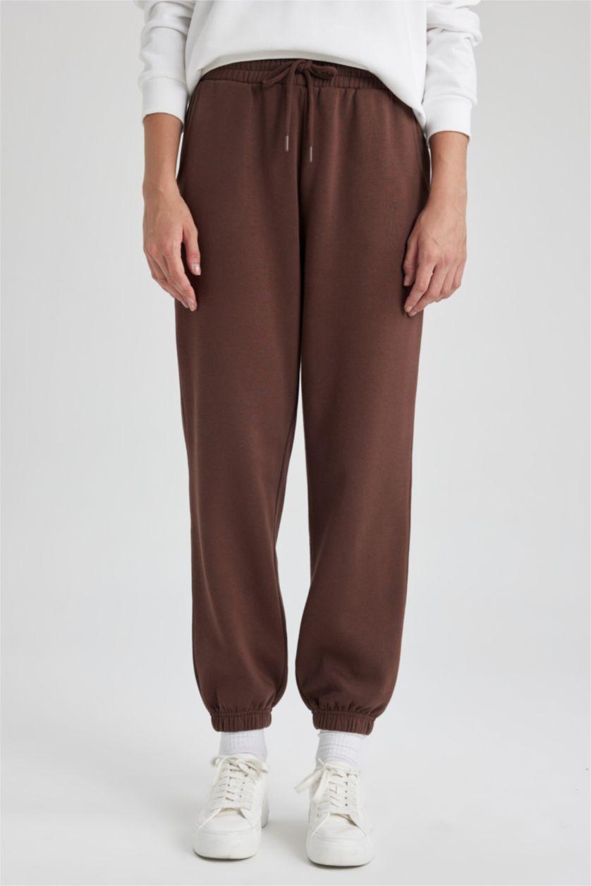 WOMAN Brown Jogger Standard Fit Thick Fabric Jogger Sweatpants