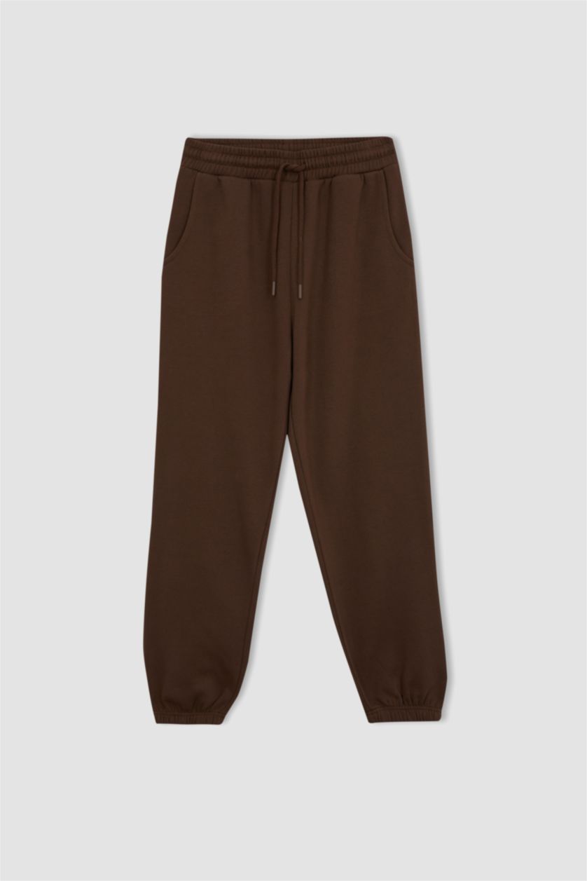 WOMAN Brown Jogger Standard Fit Thick Fabric Jogger Sweatpants