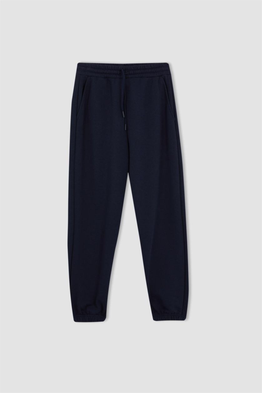 WOMAN NAVY Jogger Standard Fit Thick Sweatshirt Fabric Trousers