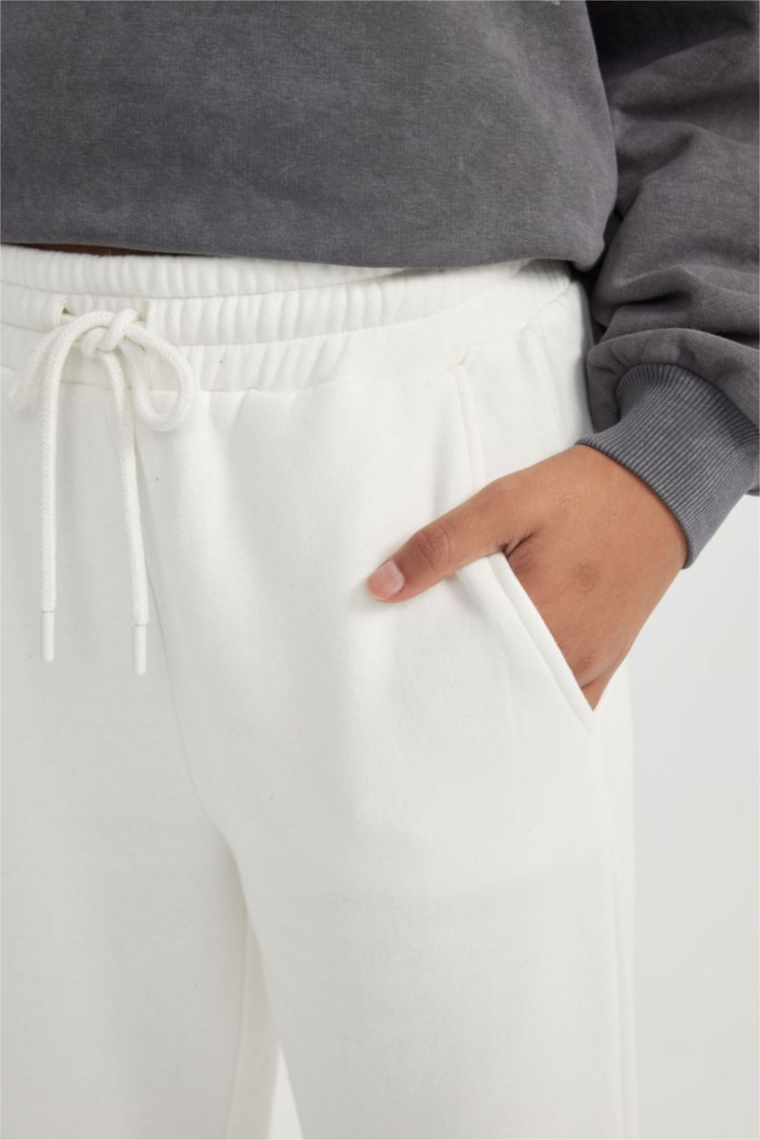 WOMAN Ecru Standard Fit Elastic Leg Thick Fabric Sweatpants