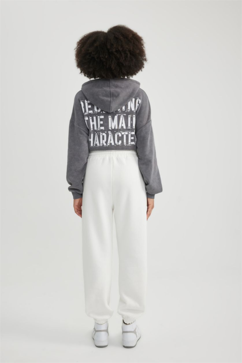 WOMAN Ecru Standard Fit Elastic Leg Thick Fabric Sweatpants