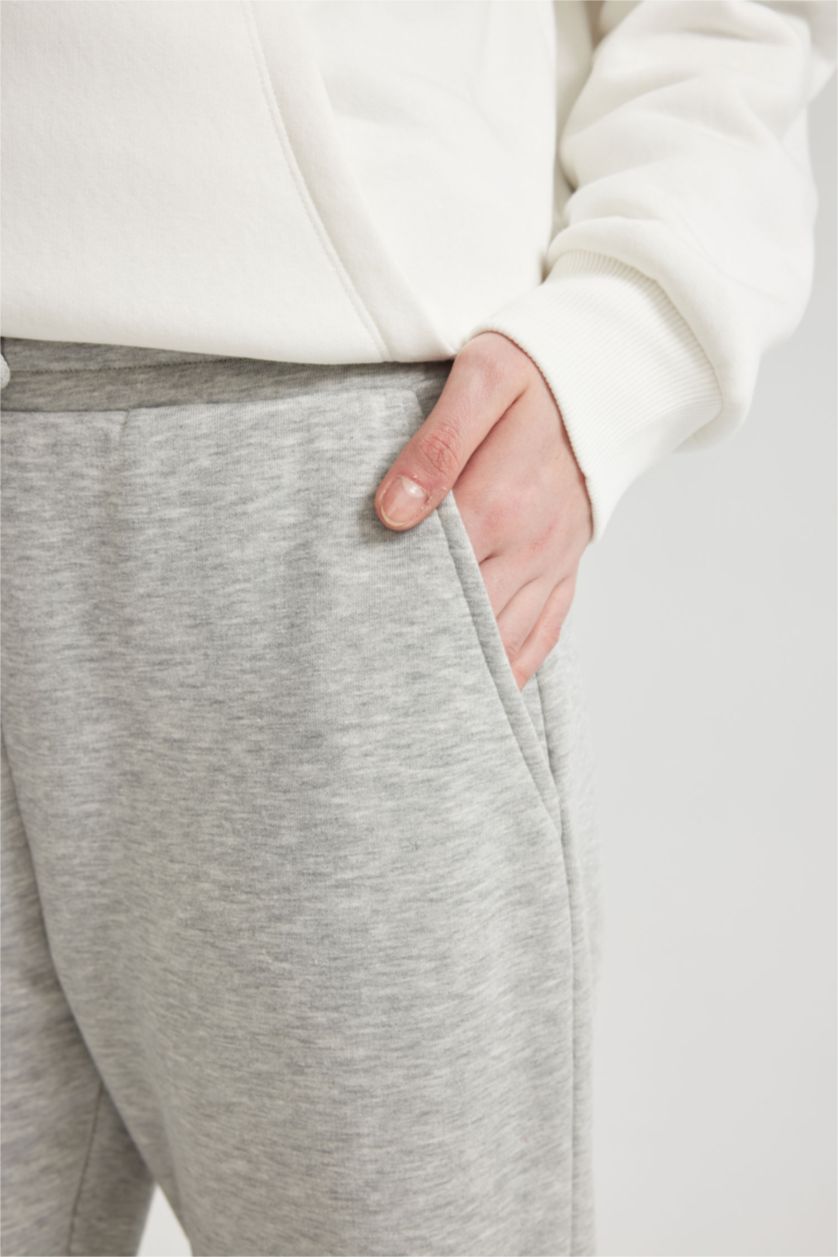 WOMAN Grey Melange Jogger Standard Fit Thick Sweatshirt Fabric Trousers