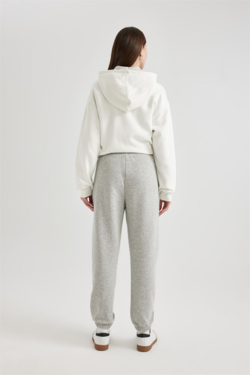 WOMAN Grey Melange Jogger Standard Fit Thick Sweatshirt Fabric Trousers