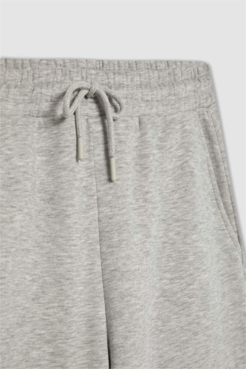 WOMAN Grey Melange Jogger Standard Fit Thick Sweatshirt Fabric Trousers