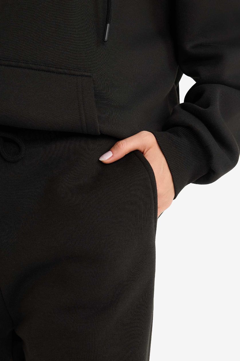 FEMME Noir Pantalon de jogging épais à chevilles élastiques
