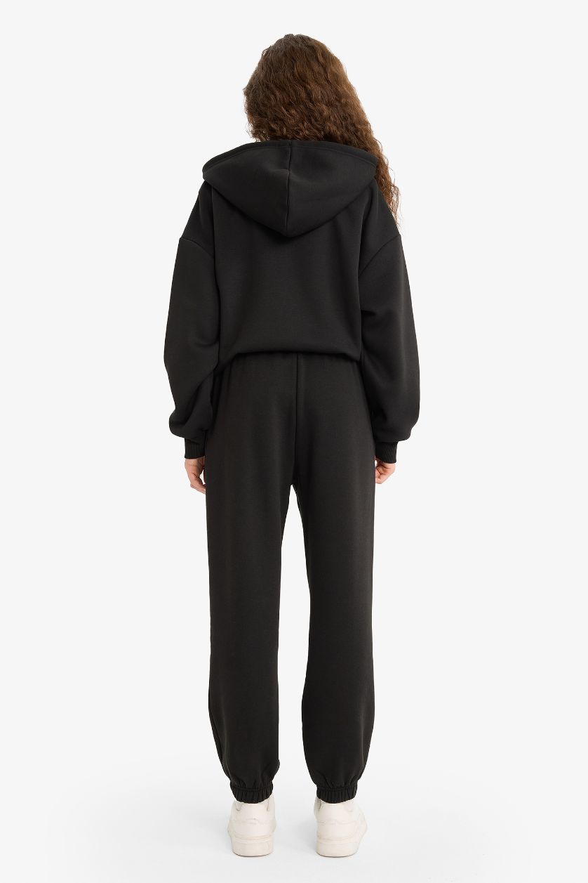 FEMME Noir Pantalon de jogging épais à chevilles élastiques