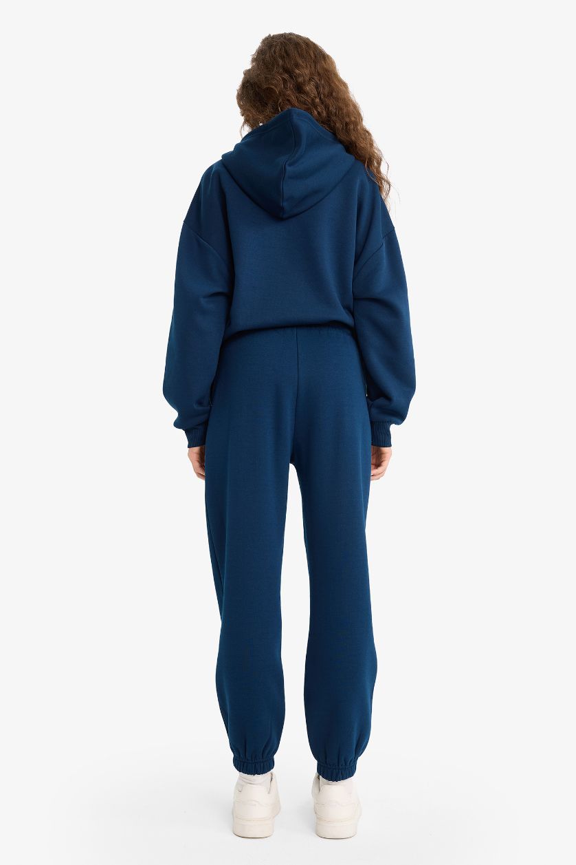 نساء كحلي بنطرون قماش ثقيل جوجر فيت برجل مطاطي