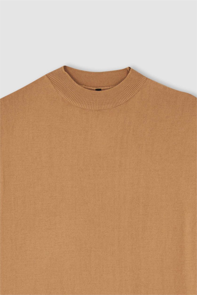 WOMAN Beige Regular Fit Half Turtleneck Tunic