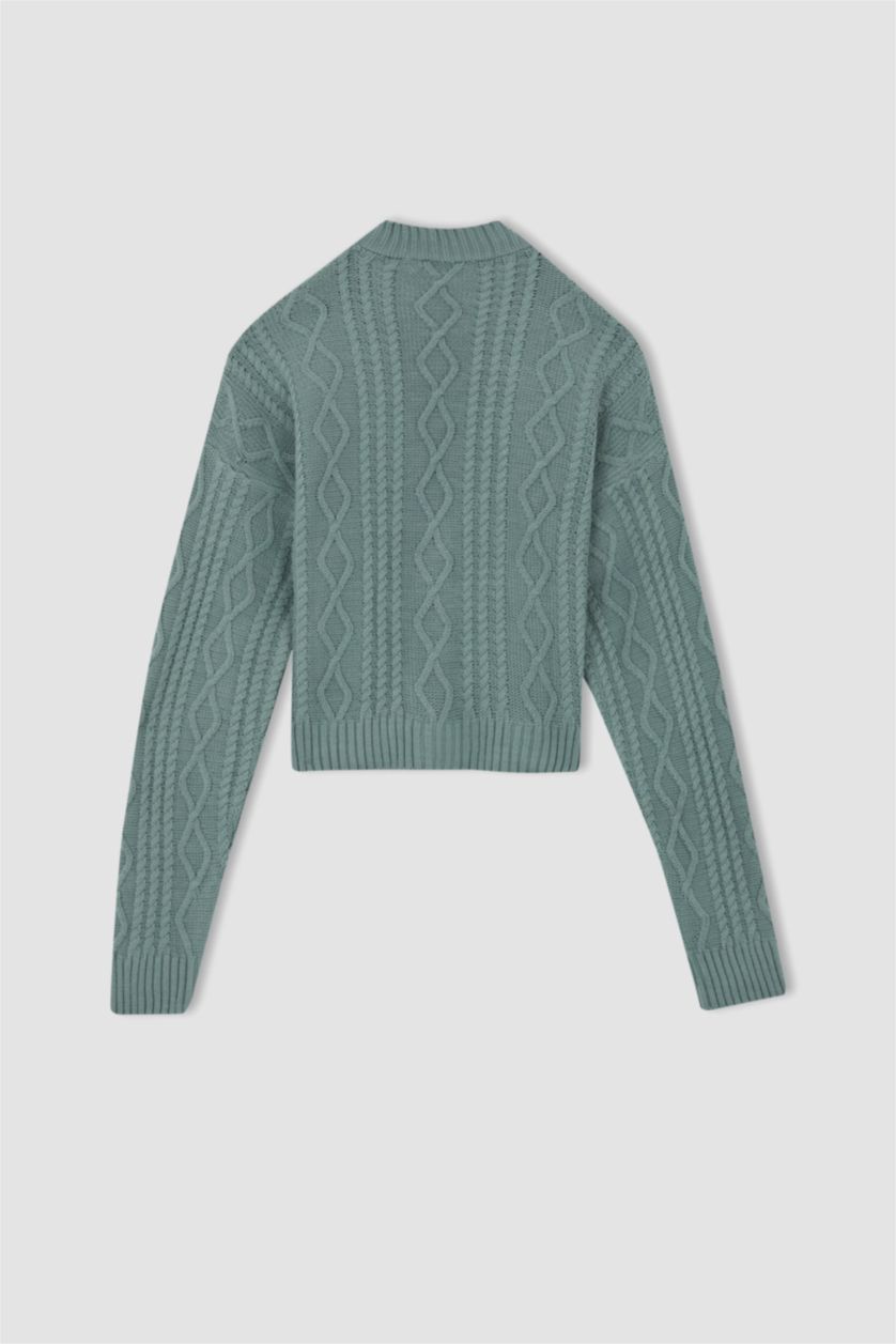 FEMME Vert Clair Cardigan boutonné à col en V coupe classique