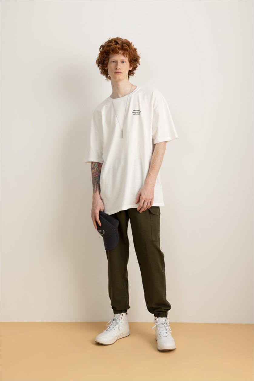 رجال كاكي بنطلون جوجر سليم فيت بجيب كارجو