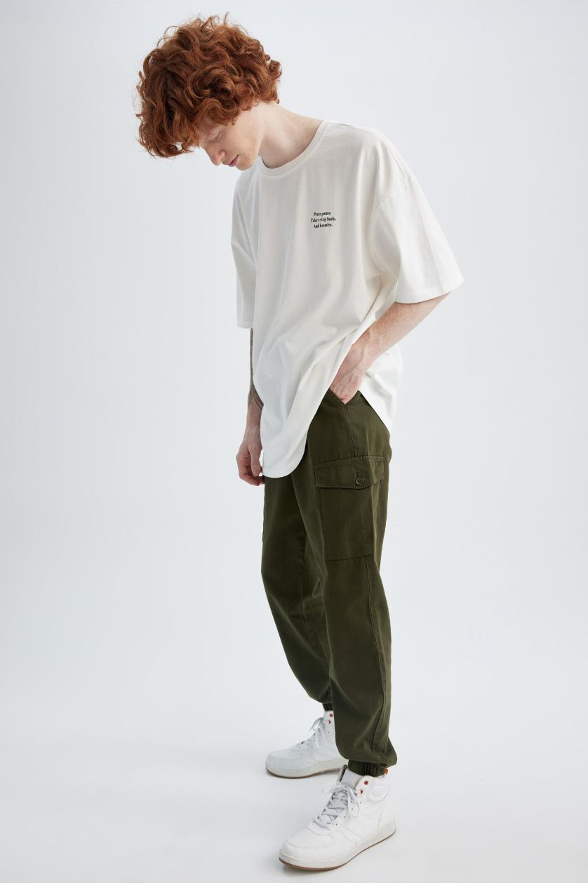 رجال كاكي بنطلون جوجر سليم فيت بجيب كارجو