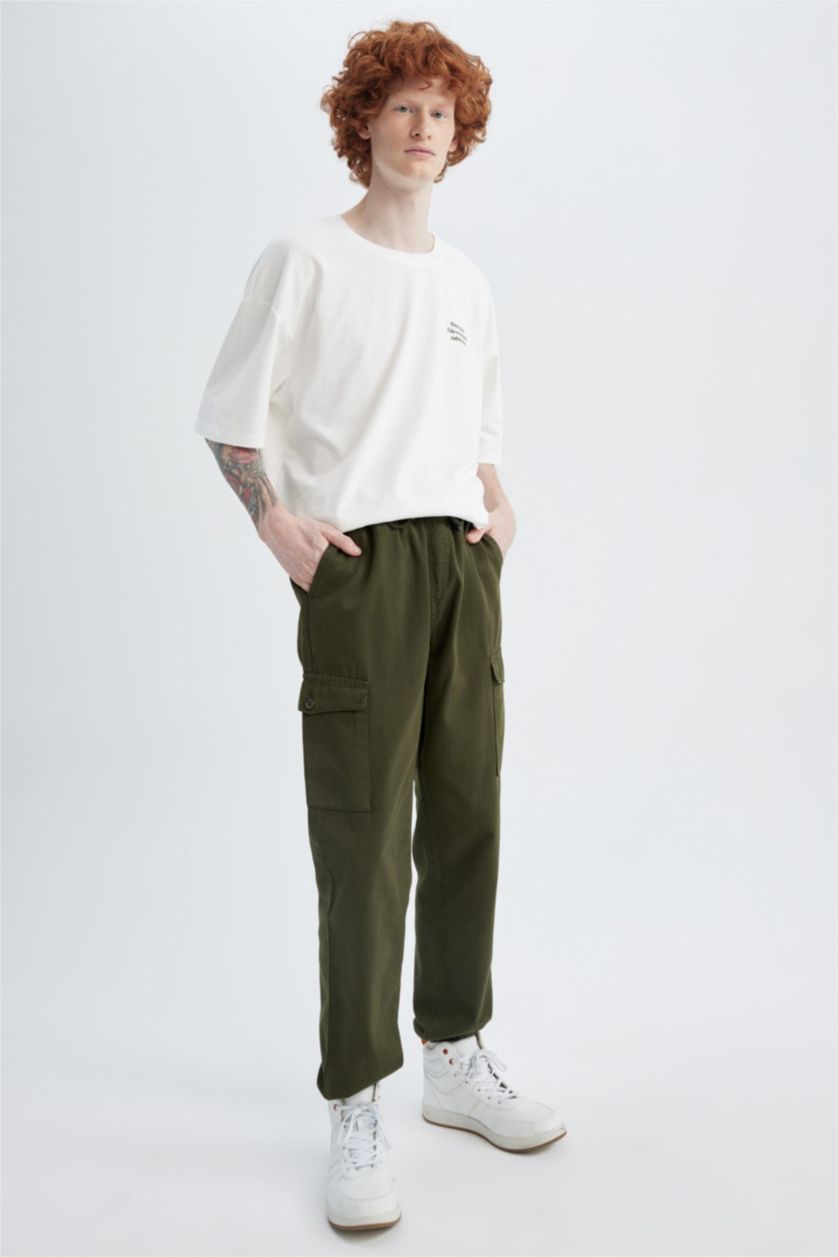 رجال كاكي بنطلون جوجر سليم فيت بجيب كارجو