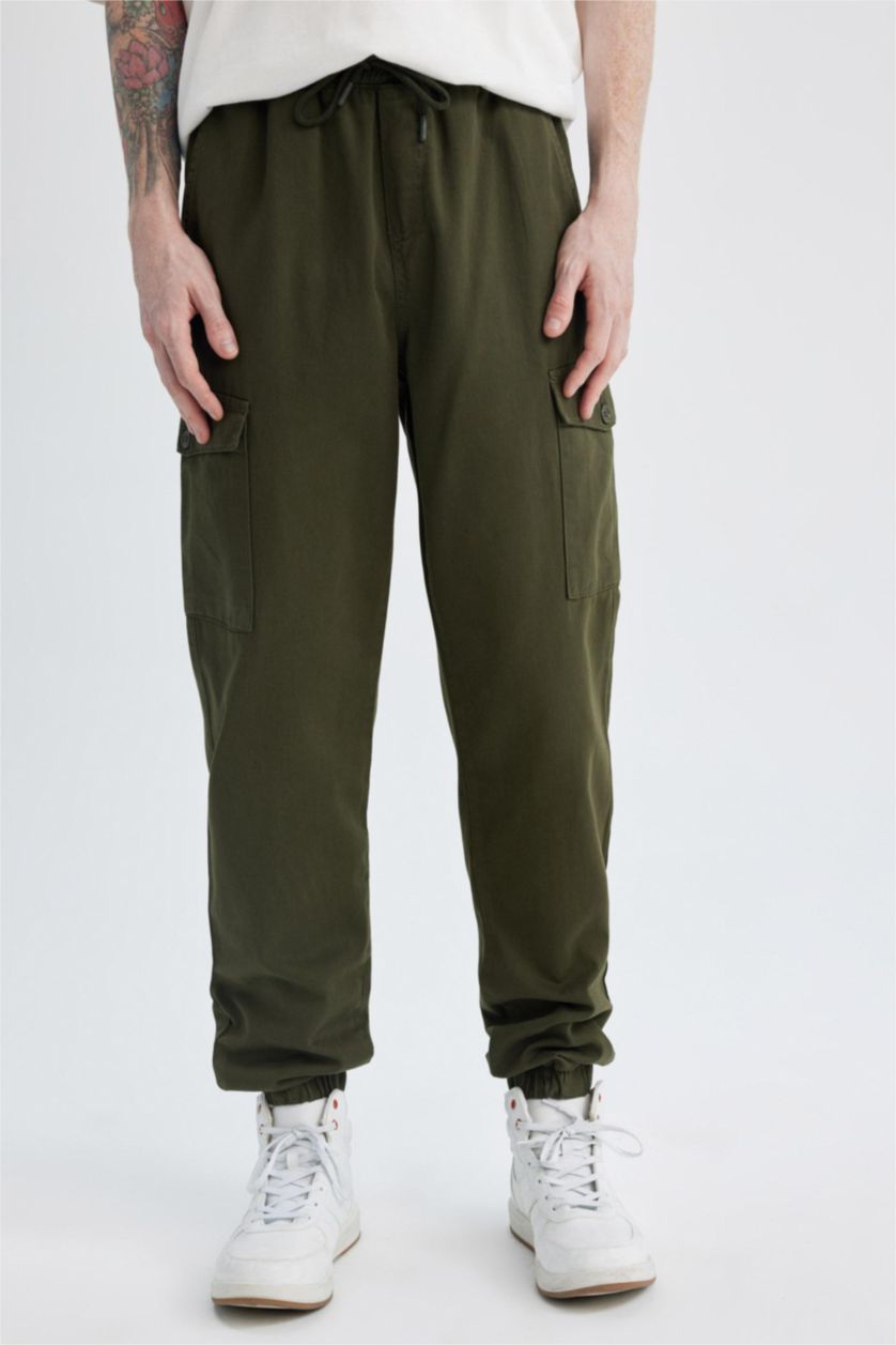 رجال كاكي بنطلون جوجر سليم فيت بجيب كارجو