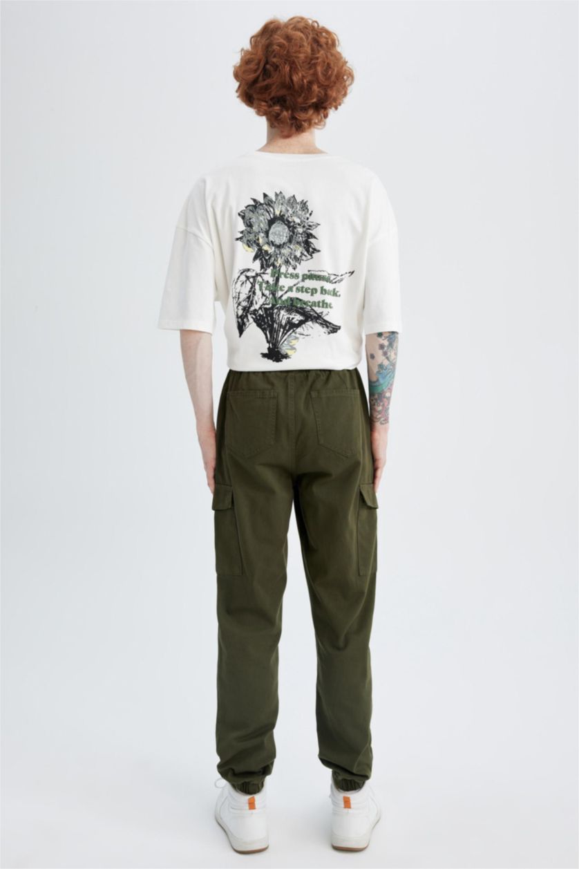 رجال كاكي بنطلون جوجر سليم فيت بجيب كارجو