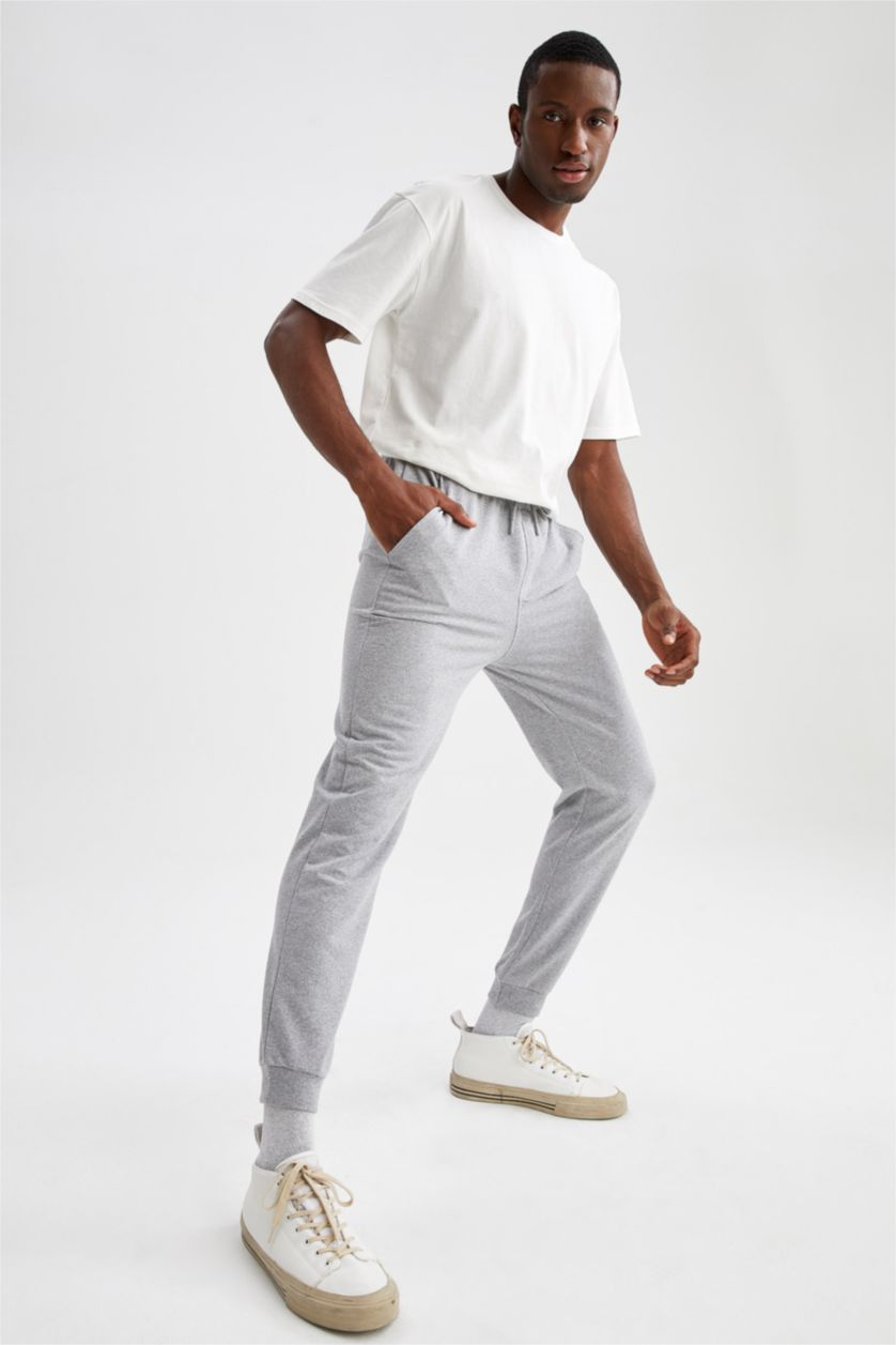 Erkek Gri Melanj Slım Fıt Pantolon