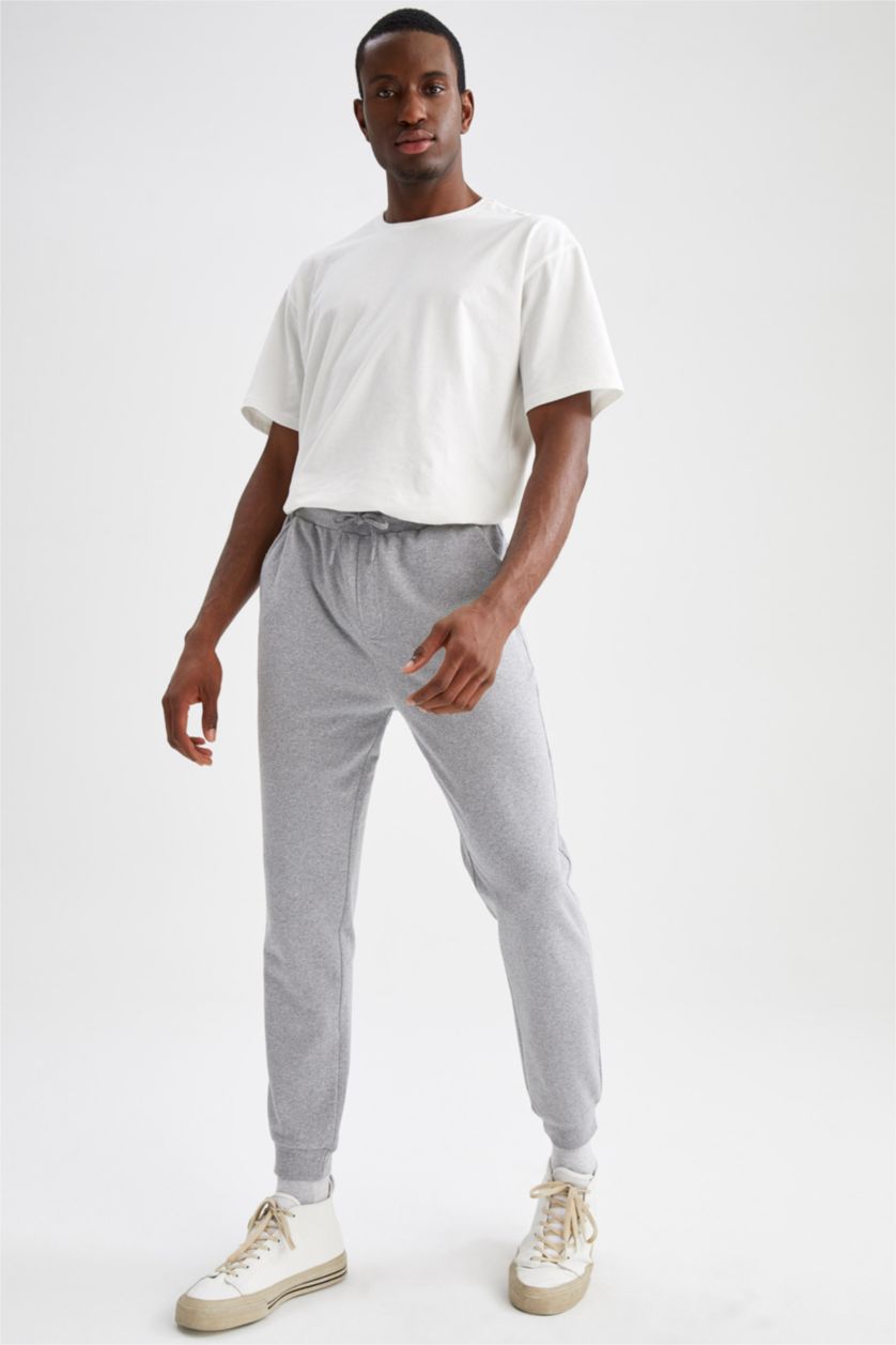 Erkek Gri Melanj Slım Fıt Pantolon