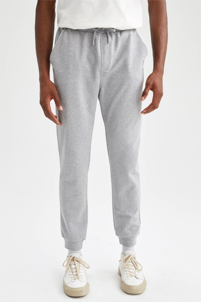 Erkek Gri Melanj Slım Fıt Pantolon