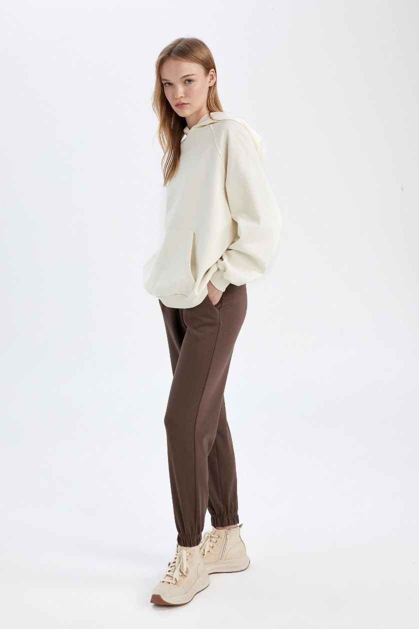 نساء بني بنطلون بجامة رياضي جوجر قصة عادية برجل مطاطي وجيب