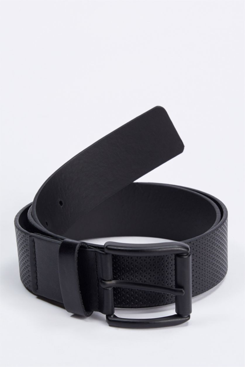 MAN Black Men Faux Leather Jean Belt