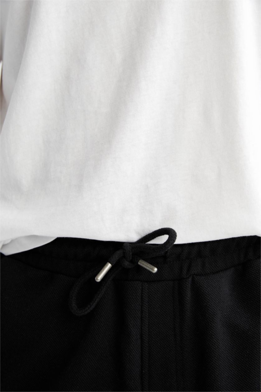 Erkek Siyah Regular Fıt Uzun Şort